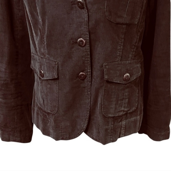 Talbots Chocolate Brown Corduroy Stretch Blazer Sz 14  Excellent Condition - Picture 7 of 11